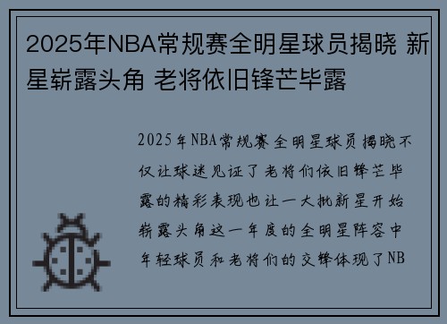2025年NBA常规赛全明星球员揭晓 新星崭露头角 老将依旧锋芒毕露